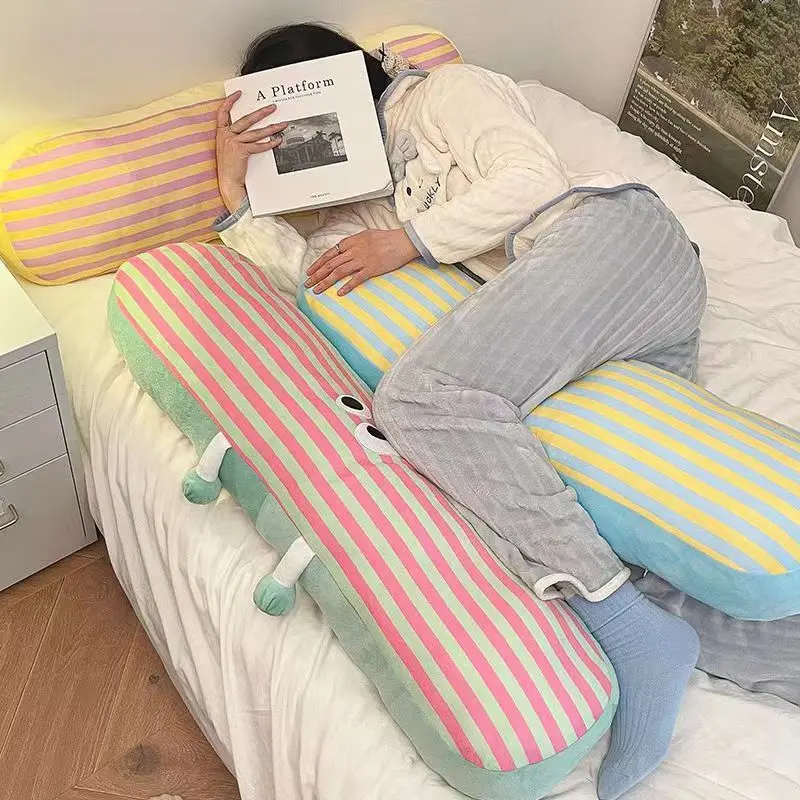 Long Strip Sleeping Pillow Side Sleeping Leg Clamp Pillow Cute Pillow Bed Cushion Pillow Cartoon Print Decorate Plush Pillows