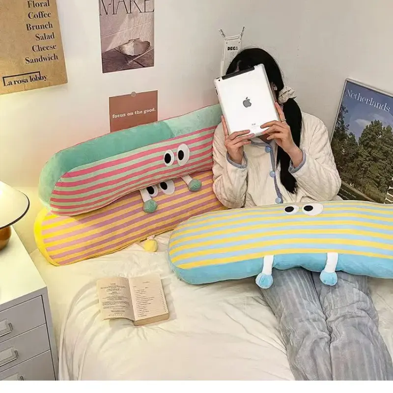 Long Strip Sleeping Pillow Side Sleeping Leg Clamp Pillow Cute Pillow Bed Cushion Pillow Cartoon Print Decorate Plush Pillows