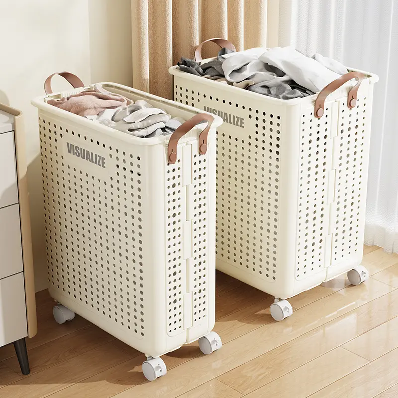 Laundry Basket With Wheels Large Folding Dirty Clothes Basket Multifunction Organizer Dirty Clothes Organizer For Dirty Clothes