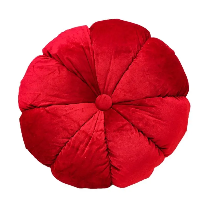 Nordic Ins-style Throw Pillow Velvet Pumpkin Cushion Solid Color Handmade Pleated Cushion for Sofa Living Room and Bay Window
