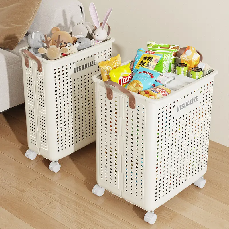 Laundry Basket With Wheels Large Folding Dirty Clothes Basket Multifunction Organizer Dirty Clothes Organizer For Dirty Clothes