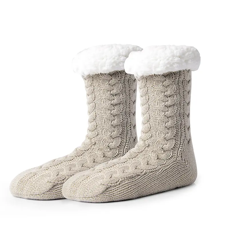 Winter Fuzzy Thermal Sock Plush Grip Hemp Winter Soft Women Home Indoor Warm Bedroom Silicone Non-slip Thick Slipper Floor Socks