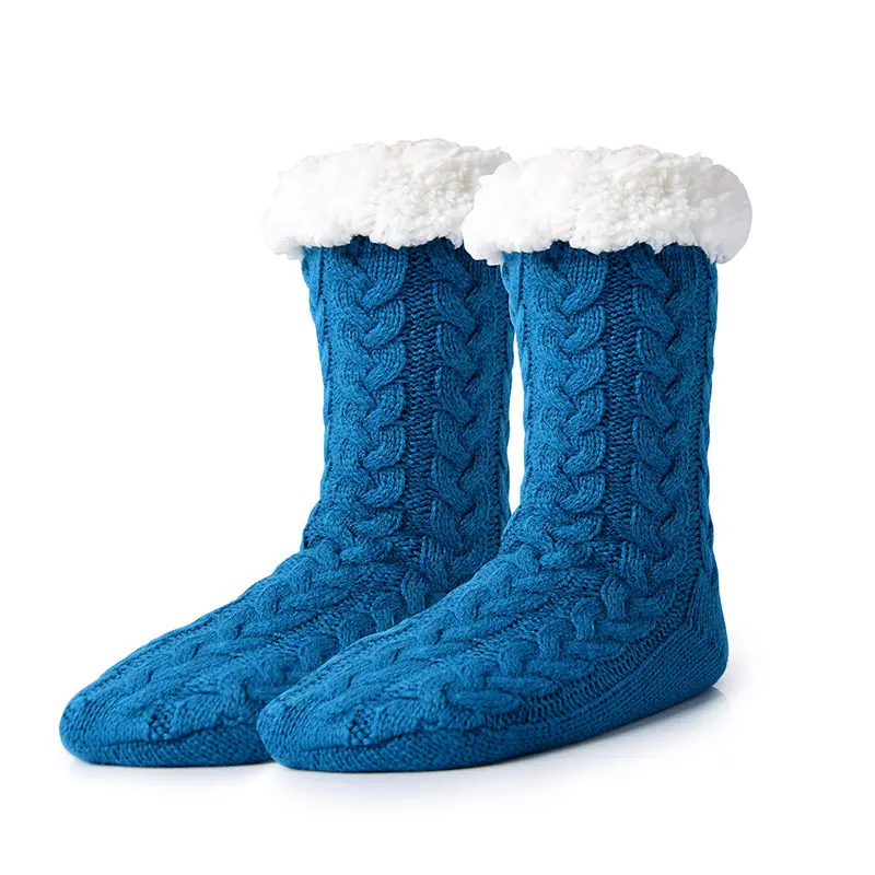 Winter Fuzzy Thermal Sock Plush Grip Hemp Winter Soft Women Home Indoor Warm Bedroom Silicone Non-slip Thick Slipper Floor Socks