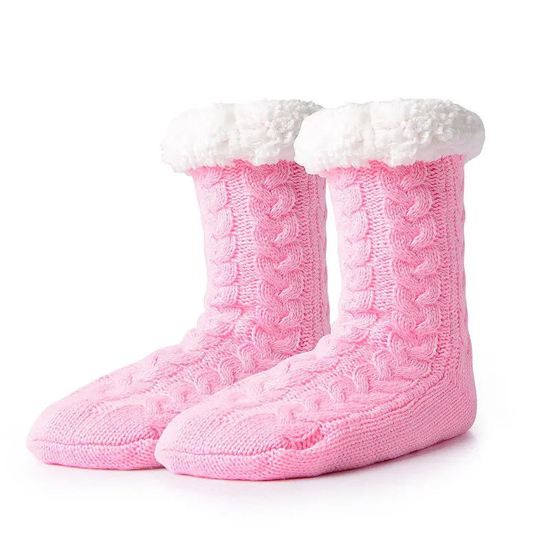 Winter Fuzzy Thermal Sock Plush Grip Hemp Winter Soft Women Home Indoor Warm Bedroom Silicone Non-slip Thick Slipper Floor Socks