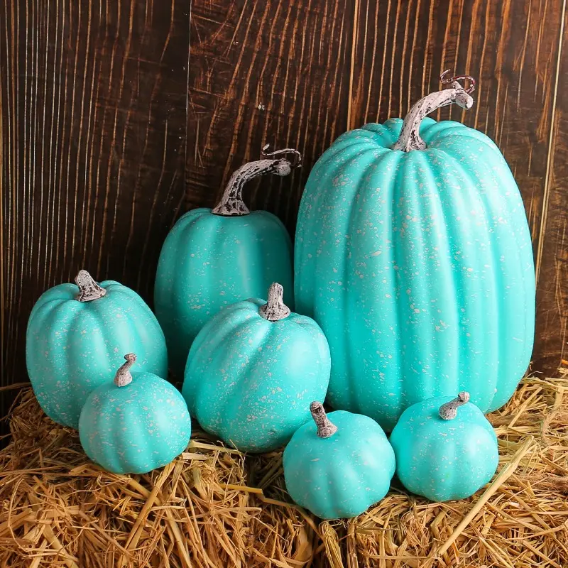 7Pcs Artificial Pumpkin Fake Vegetable Props Large Foam Pumpkin Autumn Thanksgiving Ornaments Halloween Decorations House Party