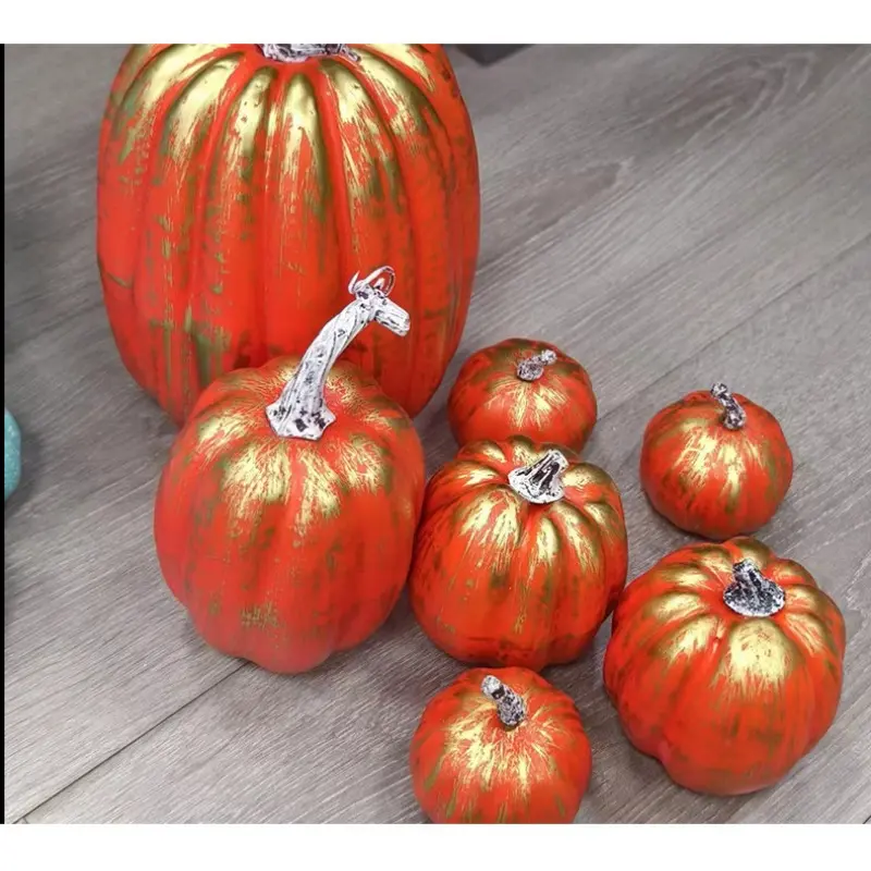 7Pcs Artificial Pumpkin Fake Vegetable Props Large Foam Pumpkin Autumn Thanksgiving Ornaments Halloween Decorations House Party