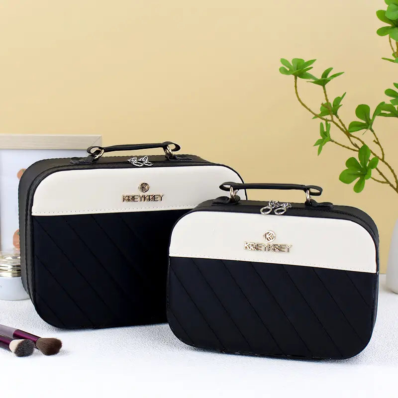 Large-capacity Handheld Makeup Box Leather Portable Travel Toiletries Organizer Waterproof Wash Bathing Cosmetic Bag Female Bags