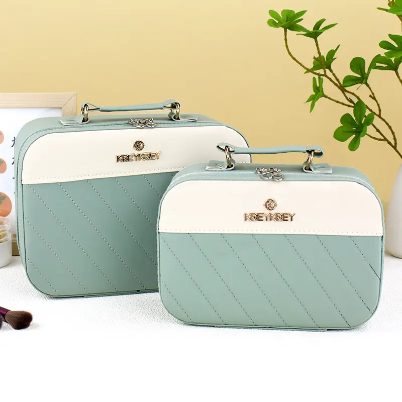 Large-capacity Handheld Makeup Box Leather Portable Travel Toiletries Organizer Waterproof Wash Bathing Cosmetic Bag Female Bags