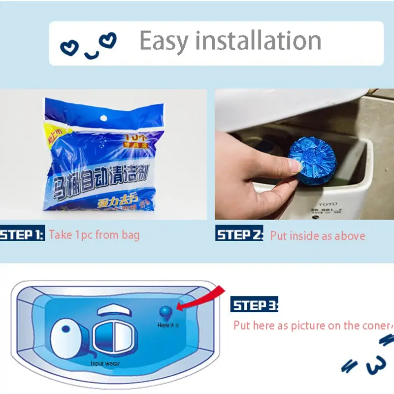 Automatic Flushing Blue Bubble Toilet Bowl Cleaner Bathroom Freshener Toilet Restroom WC Tablets Cleanning Flush Tool