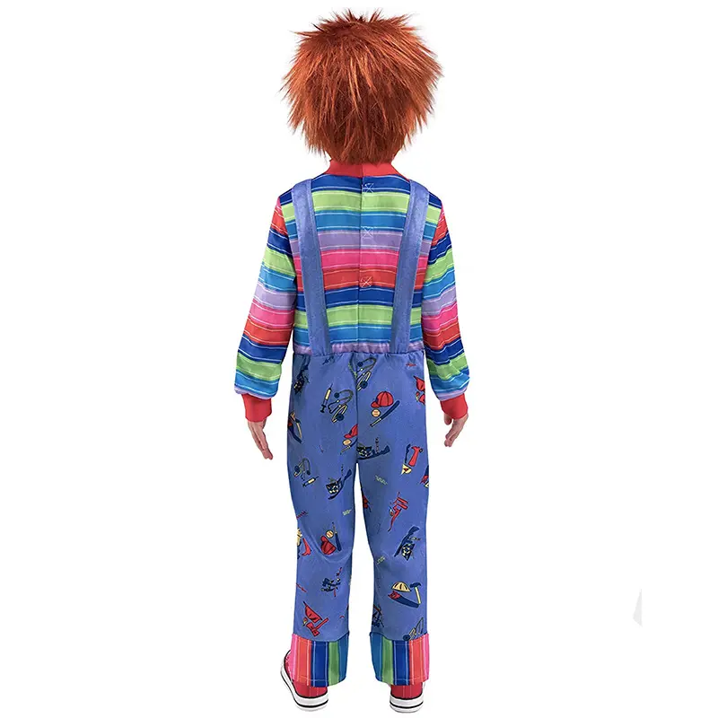 Movie Child's Chucky Cosplay Costume Uniform Top Shirt Rompers Full Set Outfits Halloween Costume For Kids Guiwa's Resurrection