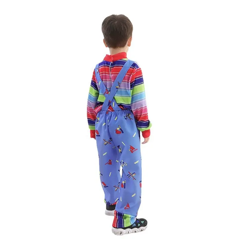 Movie Child's Chucky Cosplay Costume Uniform Top Shirt Rompers Full Set Outfits Halloween Costume For Kids Guiwa's Resurrection
