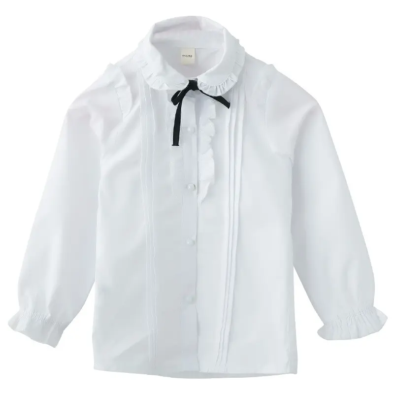 Girls Blouse Lace Floral Shirts For Girls Spring Autumn Children White Blouse Casual Style Girls Clothes Children's Wear