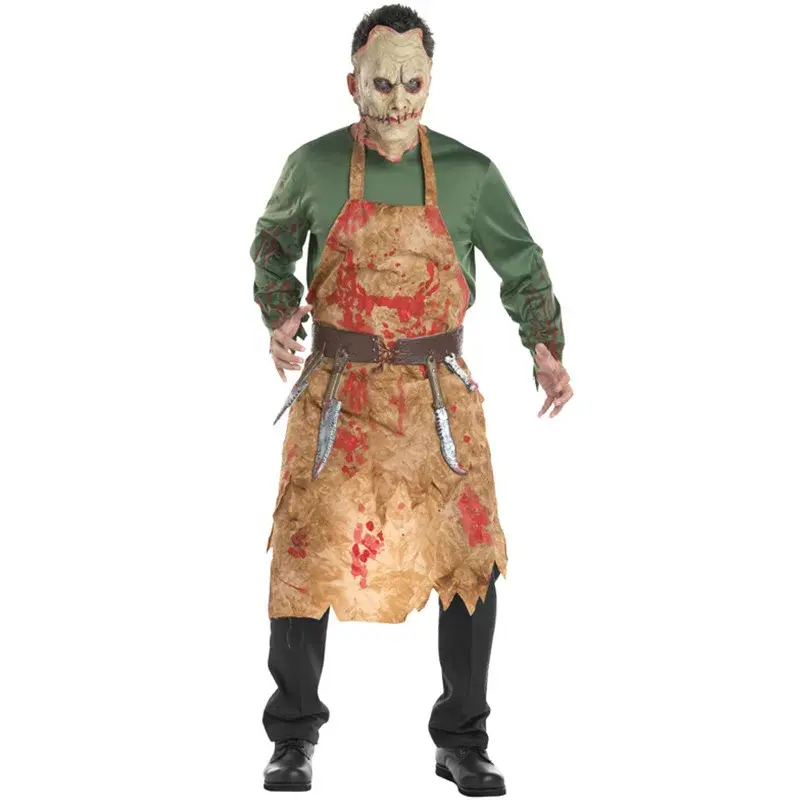 costumes Halloween scary costumes bloodstained butcher costumes European and American chef cosplay costumes men's bloodstained