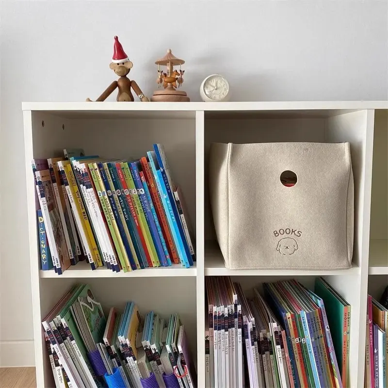 Personalized Felt Embroidered Square Storage Basket For Children's Toys, Christmas Storage Basket, Gifts, Living Room Storage