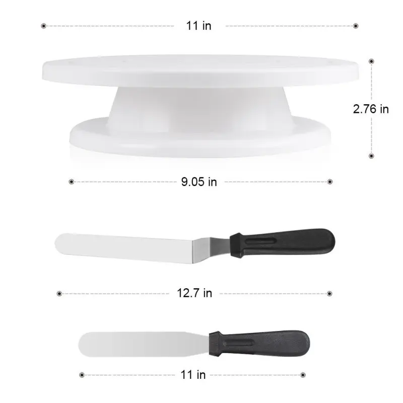 Cake Turntable Set Icing Smoother Cake Leveler DIY Cake Stand Cream Spatula Decorating Tools Rotary Table Pastry Supplies