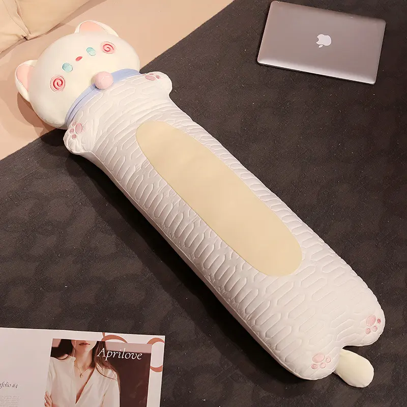 Long Pillow Ice Silk Latex Headrest Cushion Holding Sleeping Pillow Clip Leg Long Pillow Sofa Backrest Waist Support 110/120CM
