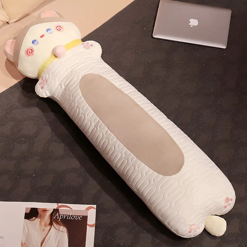 Long Pillow Ice Silk Latex Headrest Cushion Holding Sleeping Pillow Clip Leg Long Pillow Sofa Backrest Waist Support 110/120CM