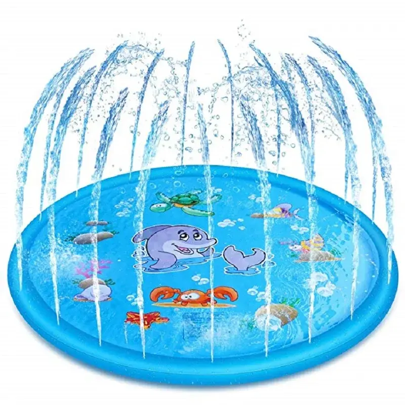 Summer Outdoor Garden Lawn Sea Animal Inflatable Cold Water Spray Kids Sprinkler Interactive Play Game Pad Mat Tub Bath Toys