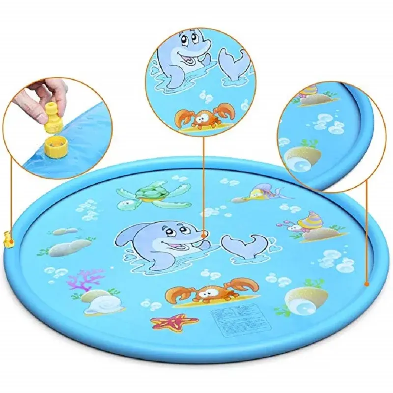 Summer Outdoor Garden Lawn Sea Animal Inflatable Cold Water Spray Kids Sprinkler Interactive Play Game Pad Mat Tub Bath Toys