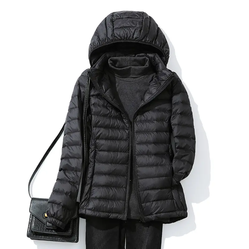 Light Down Jacket 90% White Duck Down Coat Casual Loose Winter Warm Outwear with Hood High Quality