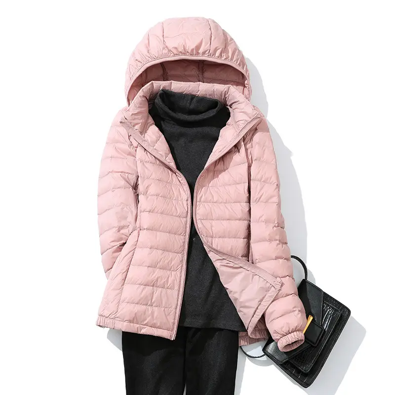 Light Down Jacket 90% White Duck Down Coat Casual Loose Winter Warm Outwear with Hood High Quality