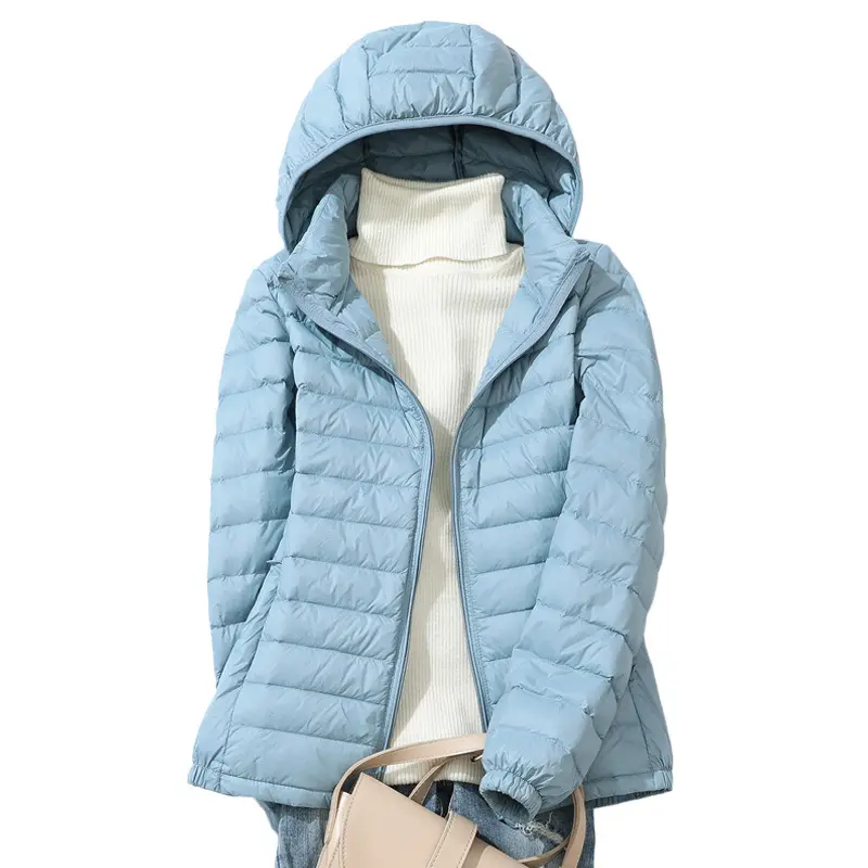 Light Down Jacket 90% White Duck Down Coat Casual Loose Winter Warm Outwear with Hood High Quality