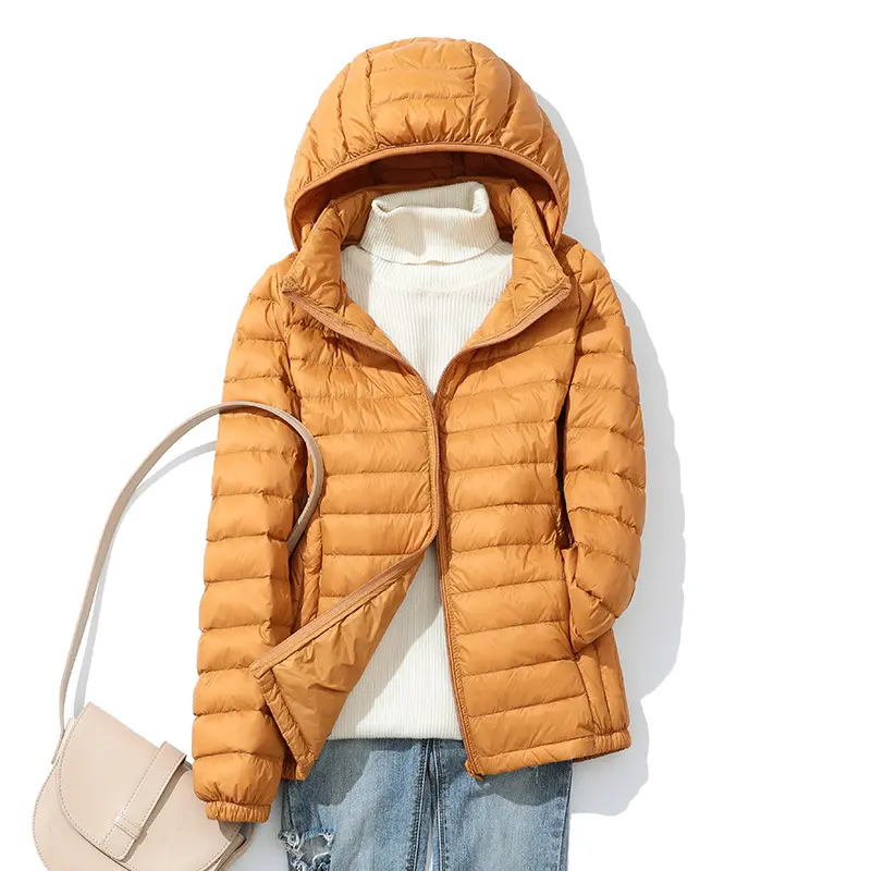 Light Down Jacket 90% White Duck Down Coat Casual Loose Winter Warm Outwear with Hood High Quality