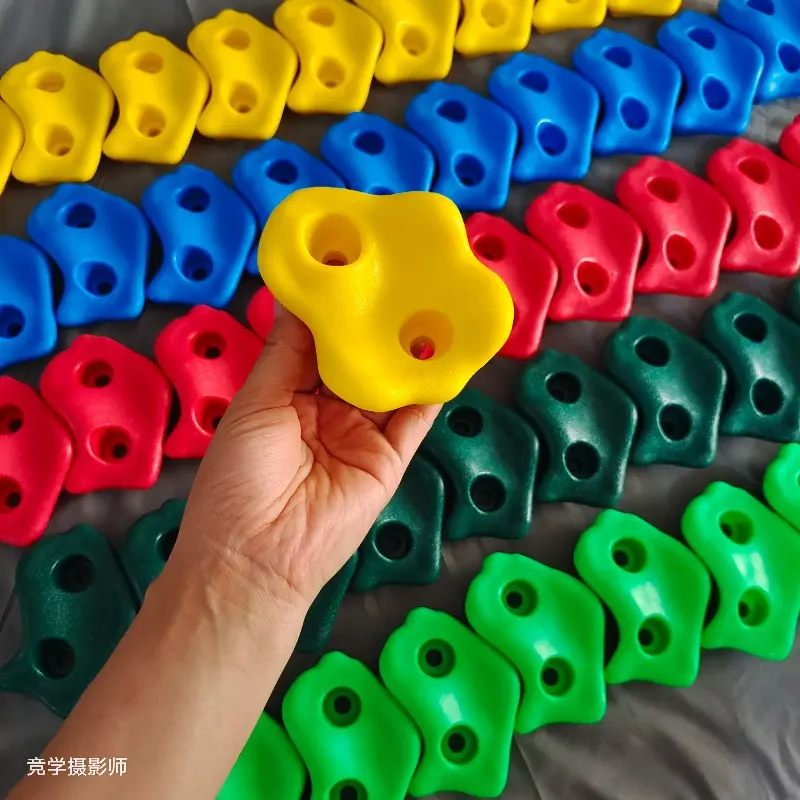 10pcs Kids Plastic Rock Climbing Wall Holds Games Wood Wall Climbing Stones Set Indoor Outdoor Playground DIY Rock Stone Wall
