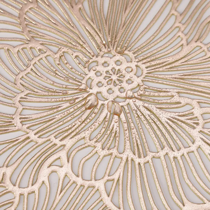 10pcs Placemat Waterproof Oil-Resistant Round Flower Pattern Western Placemats for Living Room Dining Room Kitchen Table Decor