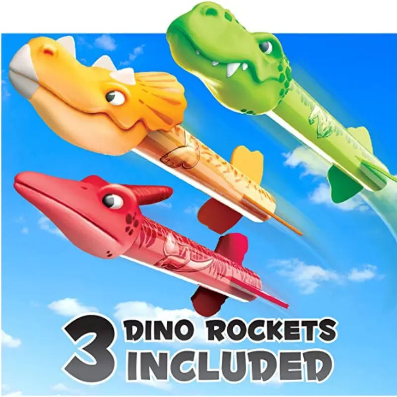 Kids Dinosaur Air Rocket Foot Pump Launcher Outdoor Air Pressed Stomp Soaring Rocket Toys Outdoor Parent-child Sport Game Toys