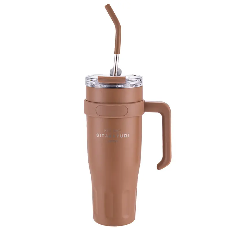 Cute Thermos Stainless Steel Vacuum Insulated Tumbler With Lid Straw Handle for Water Hot Iced Coffee Tea Gym Car Thermal Cup
