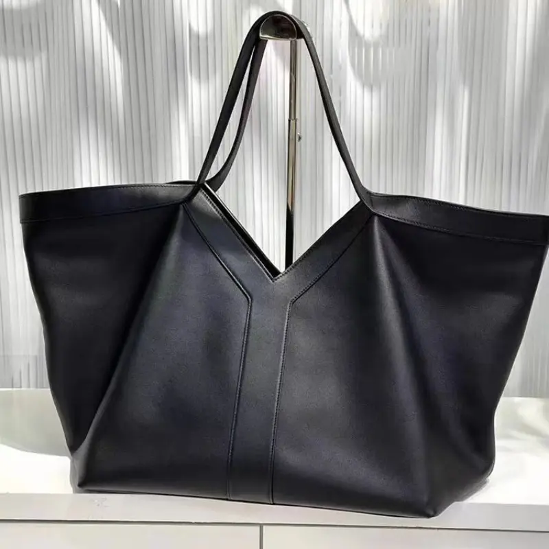 High-end Brand Genuine Leather Women's Tote Bag Retro Large Capacity Underarm Bag New Y Letter Design Versatile Shoulder Bag