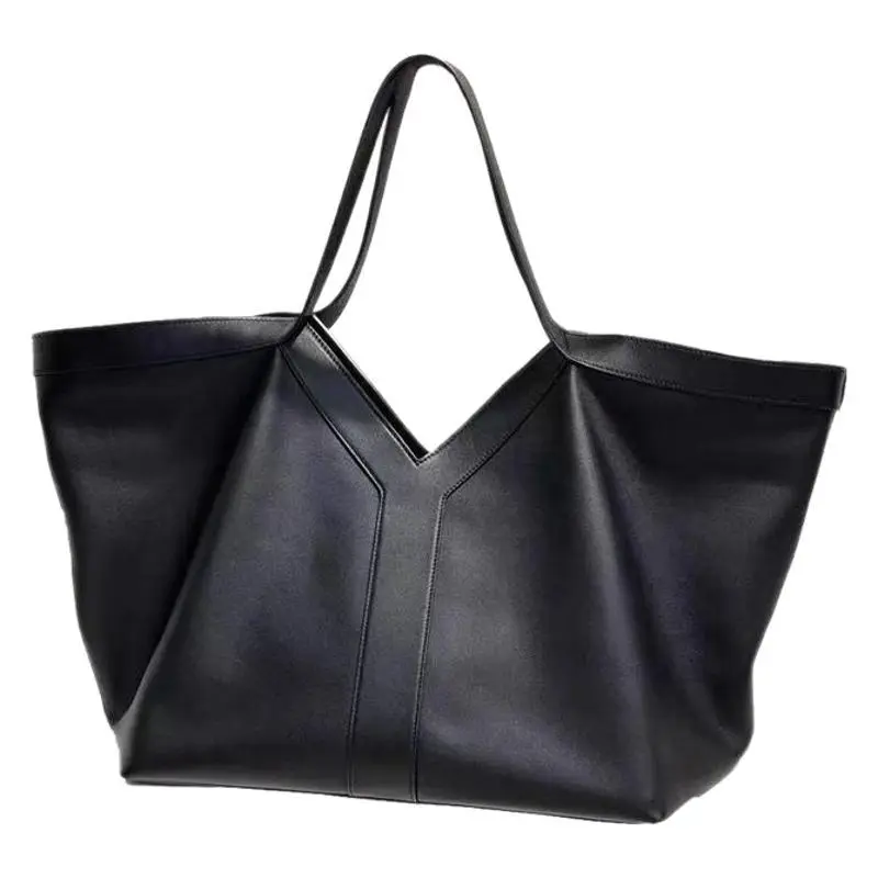 High-end Brand Genuine Leather Women's Tote Bag Retro Large Capacity Underarm Bag New Y Letter Design Versatile Shoulder Bag