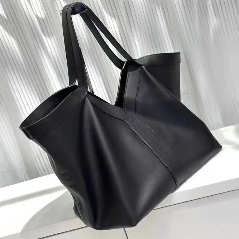 High-end Brand Genuine Leather Women's Tote Bag Retro Large Capacity Underarm Bag New Y Letter Design Versatile Shoulder Bag