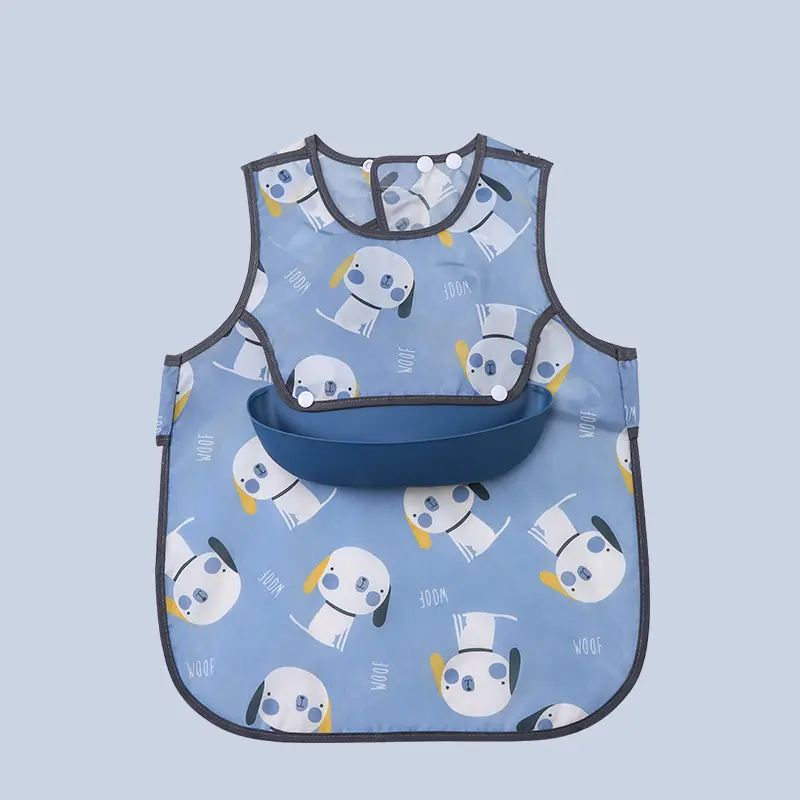 Silicone Bib Baby Waterproof Soft Feeding Detachable Washable Baby Rice Bowl Free Wash Kindergarten Apron Spring Summer Thin NEW