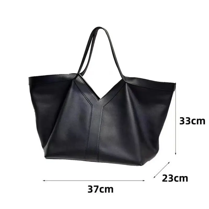 High-end Brand Genuine Leather Women's Tote Bag Retro Large Capacity Underarm Bag New Y Letter Design Versatile Shoulder Bag