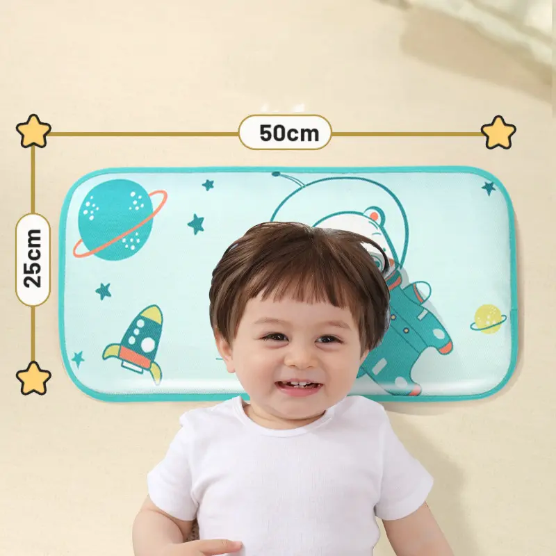 Newborn Baby Pillow Ice Silk Cool Soft Skin-Friendly Summer Moisture Absorption Breathable Baby Corrective Head Pillow Bedding