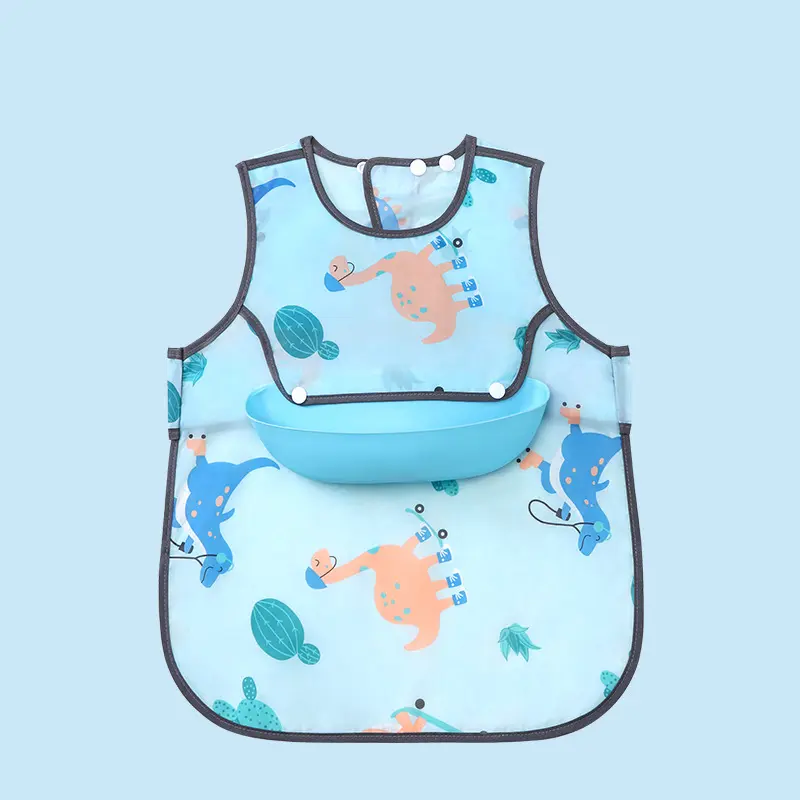 Silicone Bib Baby Waterproof Soft Feeding Detachable Washable Baby Rice Bowl Free Wash Kindergarten Apron Spring Summer Thin NEW