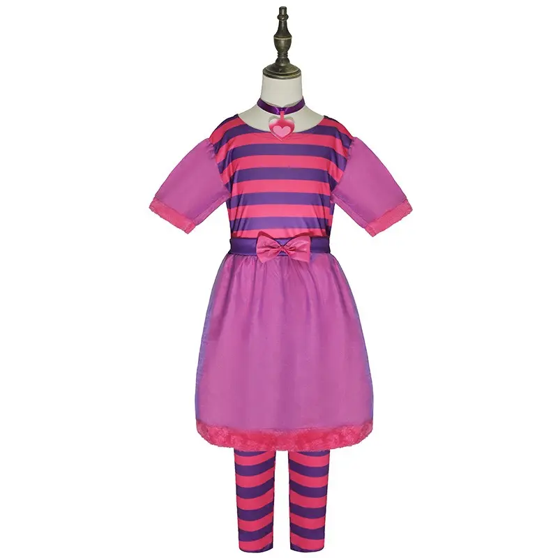 Halloween Children's Costumes Girls Alice Cat in Wonderland Fancy Dress Up Women Cheshire Cat Costume for Family Halloween Show