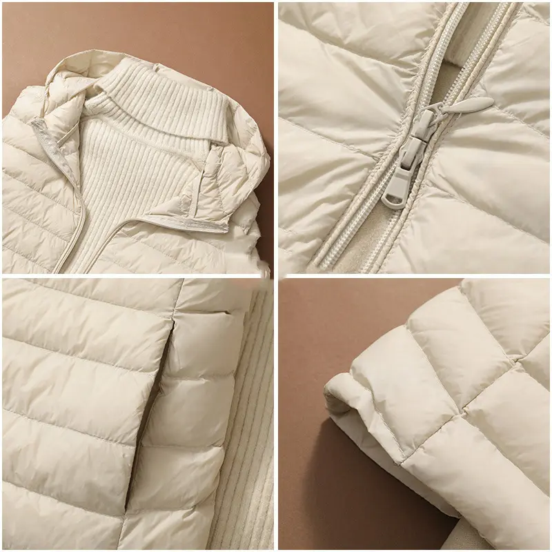 New Fashion Female Sleeveless Jacket Women Winter Light White Duck Down Jacket Slim Puffer Vest Portable Windproof Down Coat