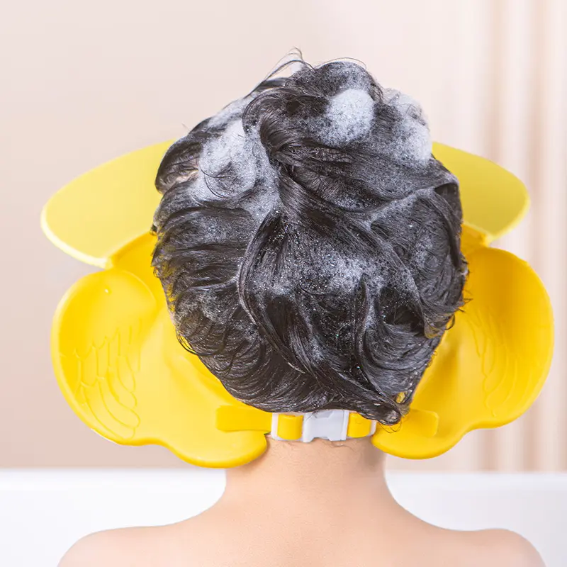 Baby Shampoo Cap Cute Duck Shape Adjustable Size Baby Shower Children's Waterproof Wide Brim Ear Protection Shower Cap Sun Hat