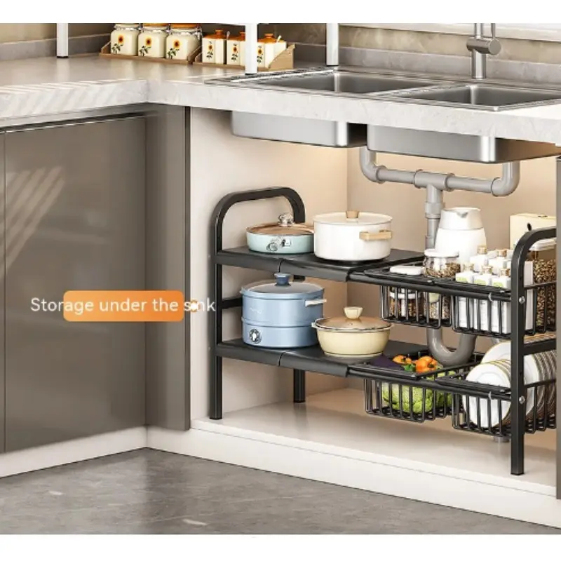 Adjustable Under Sink Shelf Kitchen Storage Organizer Rack Holder Expandable Shelf Storage Organizer For Kitchen Household