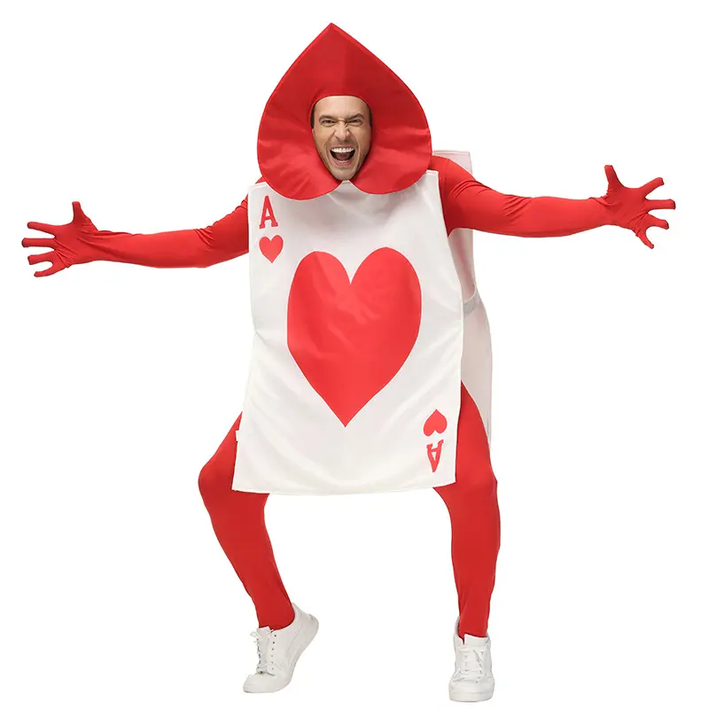Halloween Playing Cards Heart Costume Adult's Day Alice in Wonderland Stage Performance Costume Children's Day Performance Show