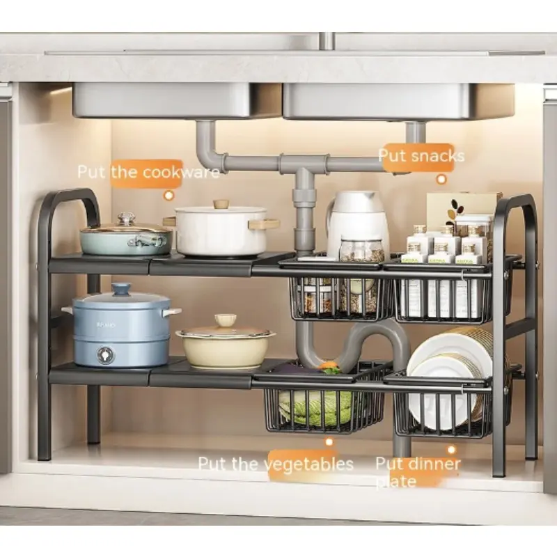 Adjustable Under Sink Shelf Kitchen Storage Organizer Rack Holder Expandable Shelf Storage Organizer For Kitchen Household