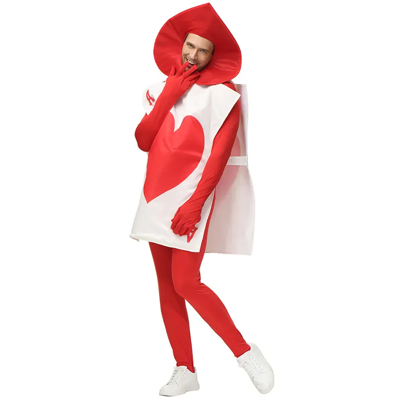 Halloween Playing Cards Heart Costume Adult's Day Alice in Wonderland Stage Performance Costume Children's Day Performance Show