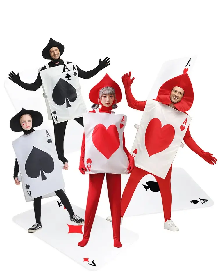 Halloween Playing Cards Heart Costume Adult's Day Alice in Wonderland Stage Performance Costume Children's Day Performance Show