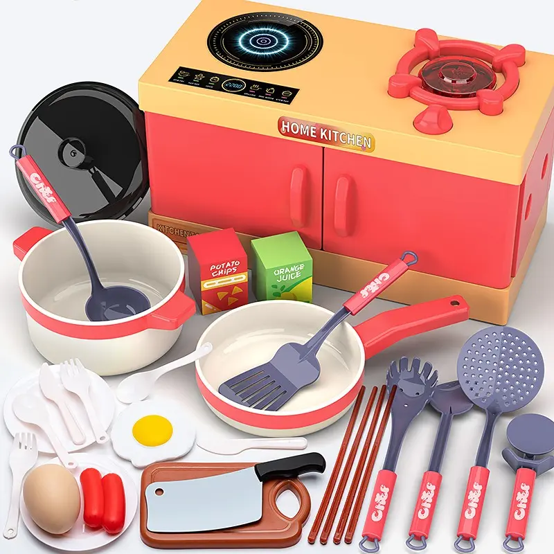 33Pcs/set Kids Kitchen Toy Set for Boys and Girls Cooking At Home Simulation Kitchenware Stove Birthday Gift Children Kitchen