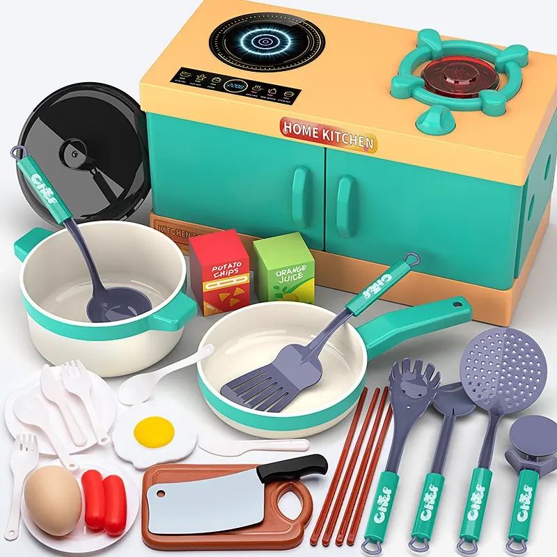 33Pcs/set Kids Kitchen Toy Set for Boys and Girls Cooking At Home Simulation Kitchenware Stove Birthday Gift Children Kitchen