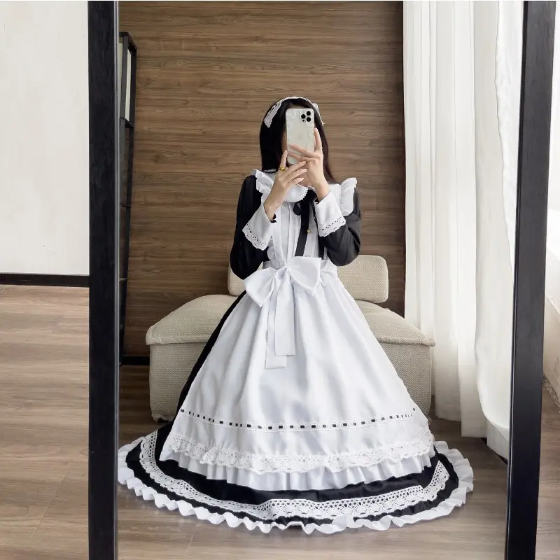 Traditional Maid Long Dress Long Sleeved Maid Costume Fake Girl British Butler Japanese Uniform Cute Dress Resistant to Dirt