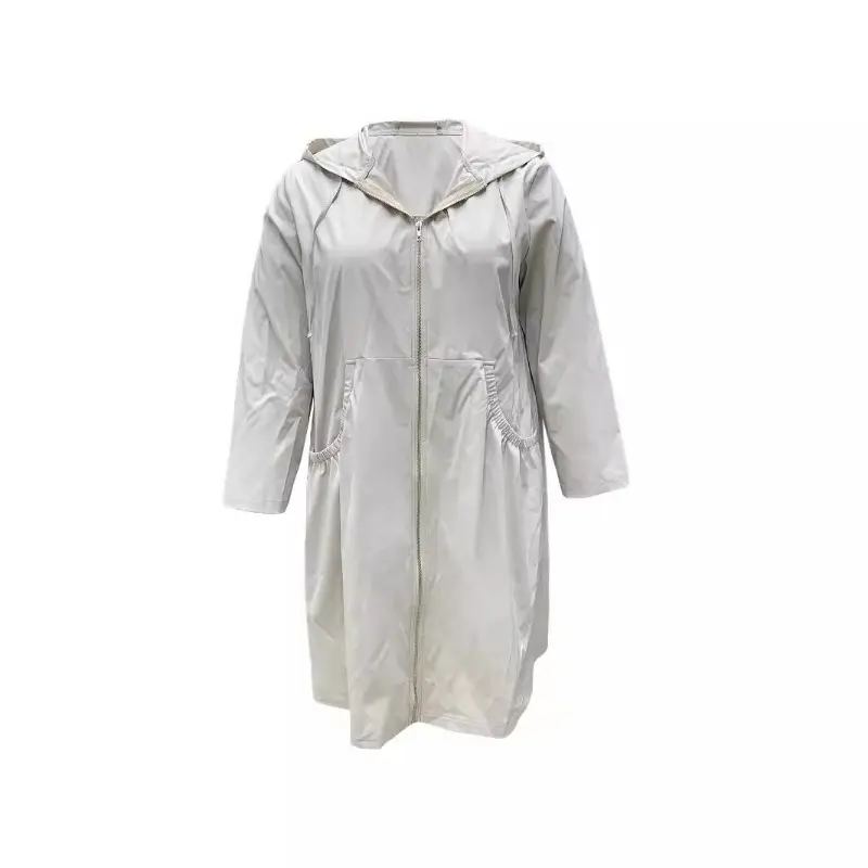 Women's Spring Autumn New Korean Long Loose Large Size Fashion Spring Autumn Casual Trench Coat With Hoode Windproof Windbreaker